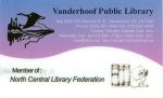 Vanderhoof Public Library card